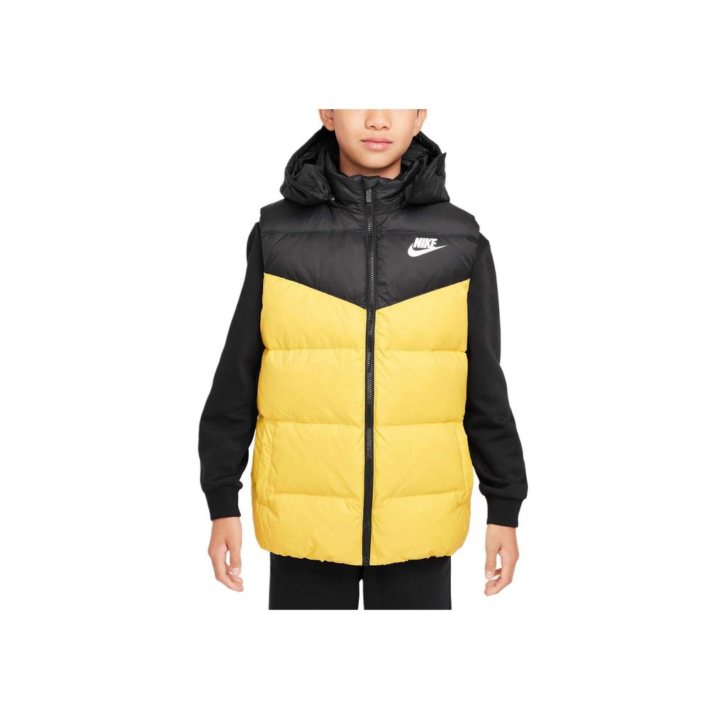 Nike Спортивный жилет на пуху, молния, повседневный, теплый, пух утки, детские жилеты, желтый HV1602-777