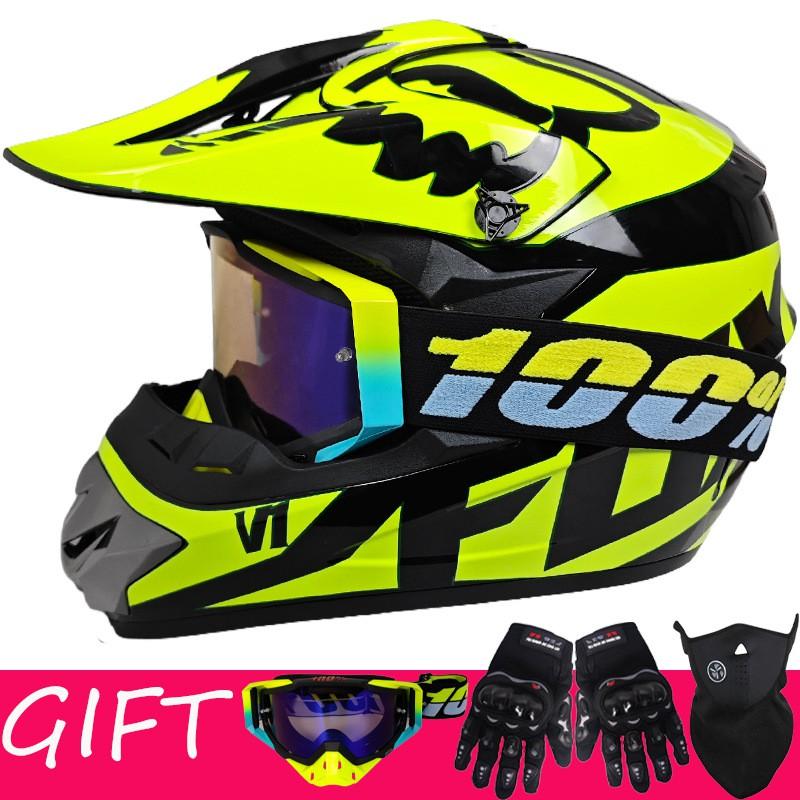 Youth Off-Road Full Face Helmet With 100% Goggles Gloves Mask Bike Karting