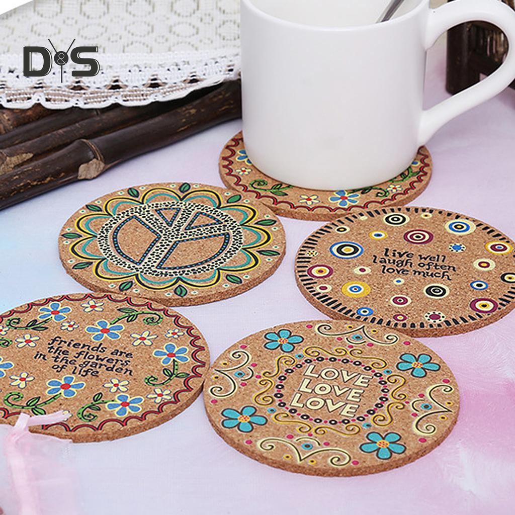 SW 4 шт., подставки для напитков, круглые, теплоизоляционные, из натуральной пробки, коврик для чашки, настольный декор