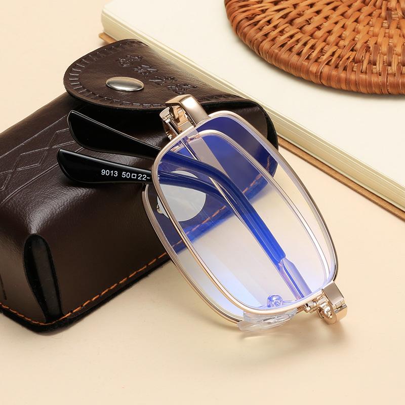 Fashion Bifocal Reading Glasses with Glasses Box Metal Lightweight Presbyopia for Men Women New Fashion Anti-blue Near Far Eyeglasses