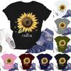 Women's Casual Fashion Street Slim Short Sleeve Sunflower Printed T-Shirt Top
