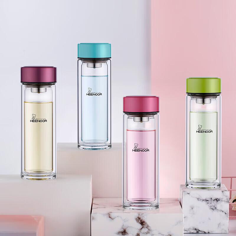 Heenoor XN-9505 Double-Layer Glass Tea Infuser Mug