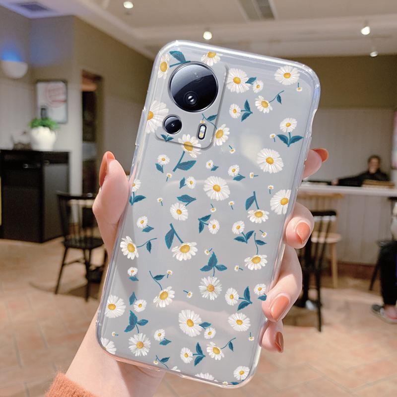 For Xiaomi 13 Lite Case Flowers Cartoon Shockproof TPU Bumper Silicone Soft Phone Cover For Xiaomi 13Lite Xiaomi13 Lite Funda