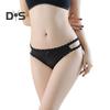 Sexy Embroidery Lace Stitching Briefs Solid Color Bowknot Decor See Through Mesh Thong Low Rise Ultra Thin Hollow Out Panties