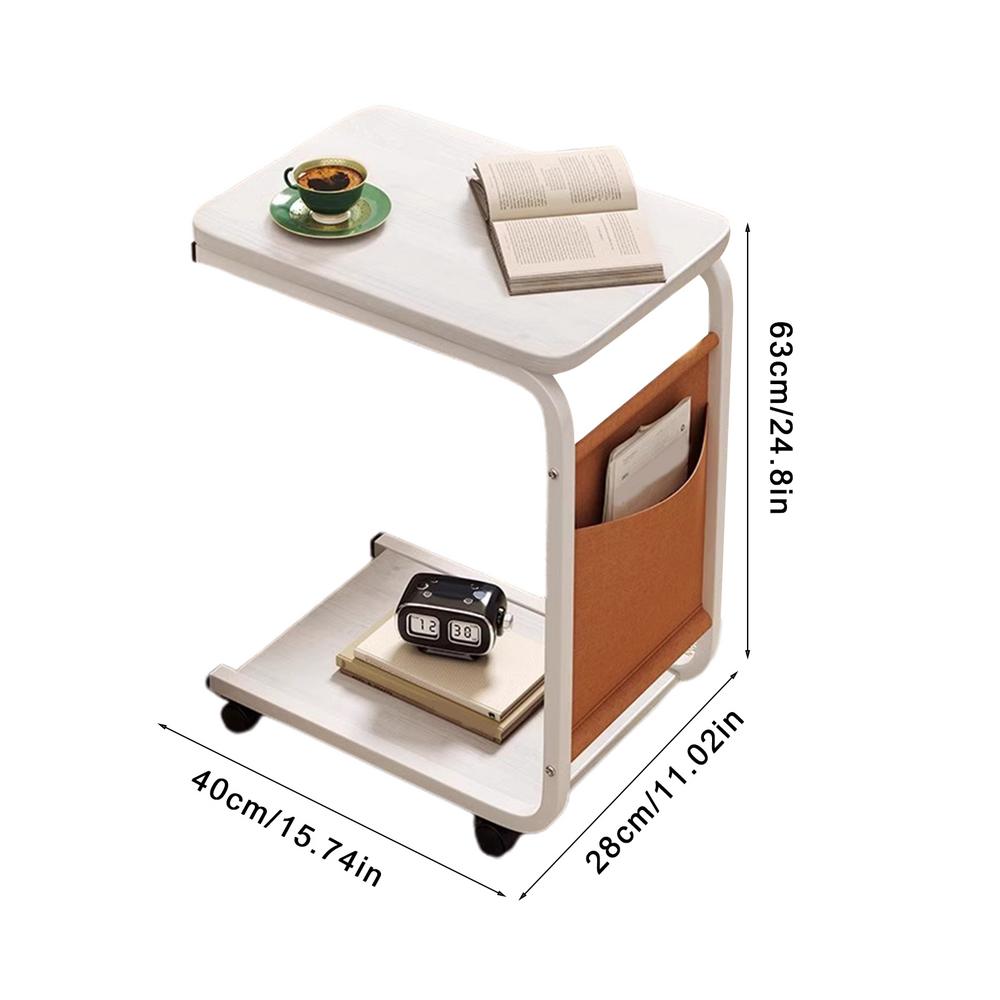 С-образный журнальный столик, приставной столик, простая передвижная двухслойная тележка для дивана, гостиной, спальни, прикроватной зоны, хранения вещей