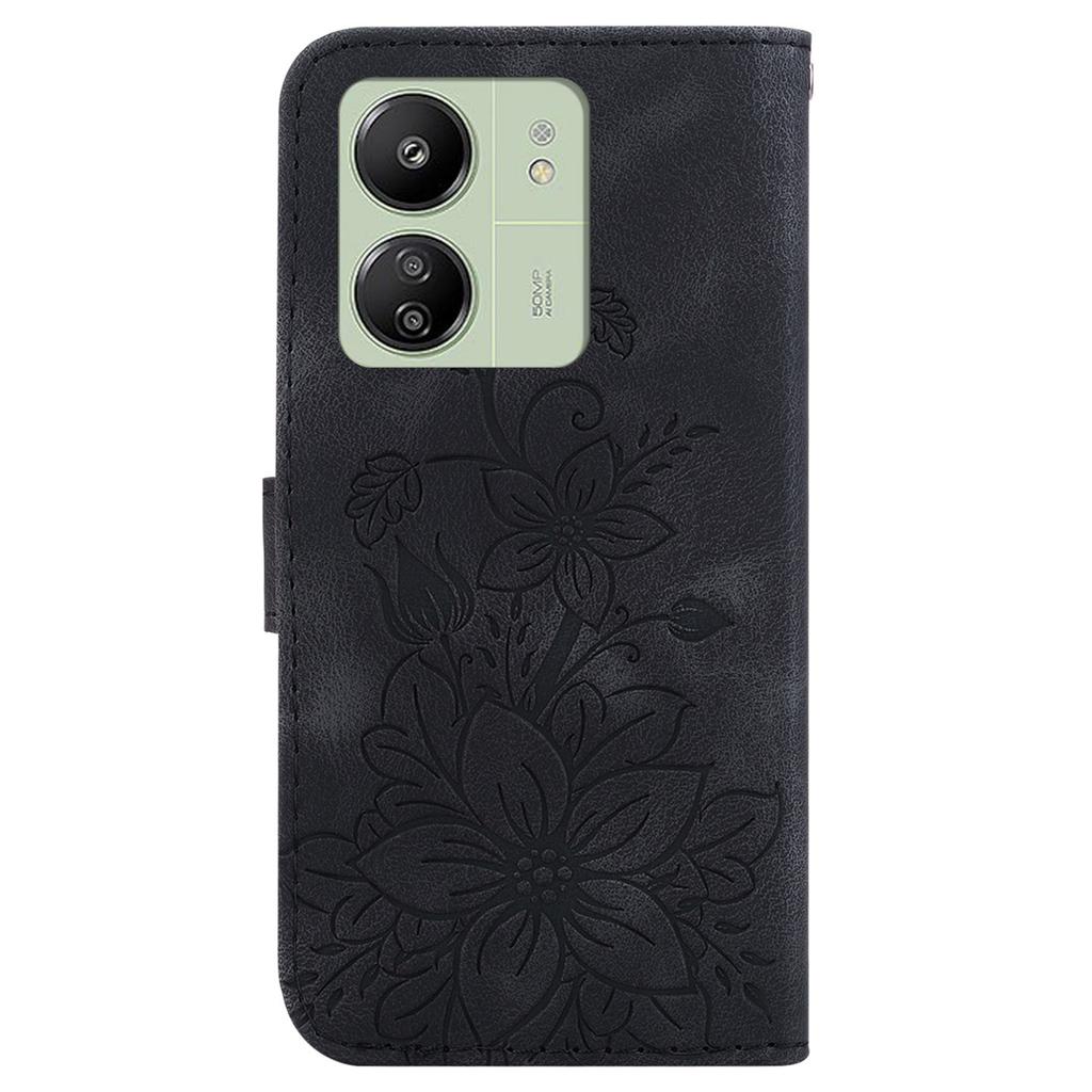 Чехол для Xiaomi Redmi 13C 4G/13C 5G/Poco C65 4G/Poco M6 5G/13R 5G, кожаная обложка с оттиском цветов и кошельком