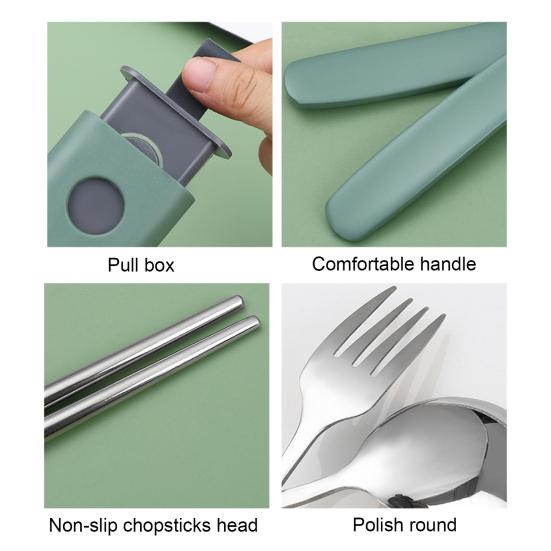 Дорожный набор столовых приборов из нержавеющей стали вилка и ложка с футляром портативная посуда