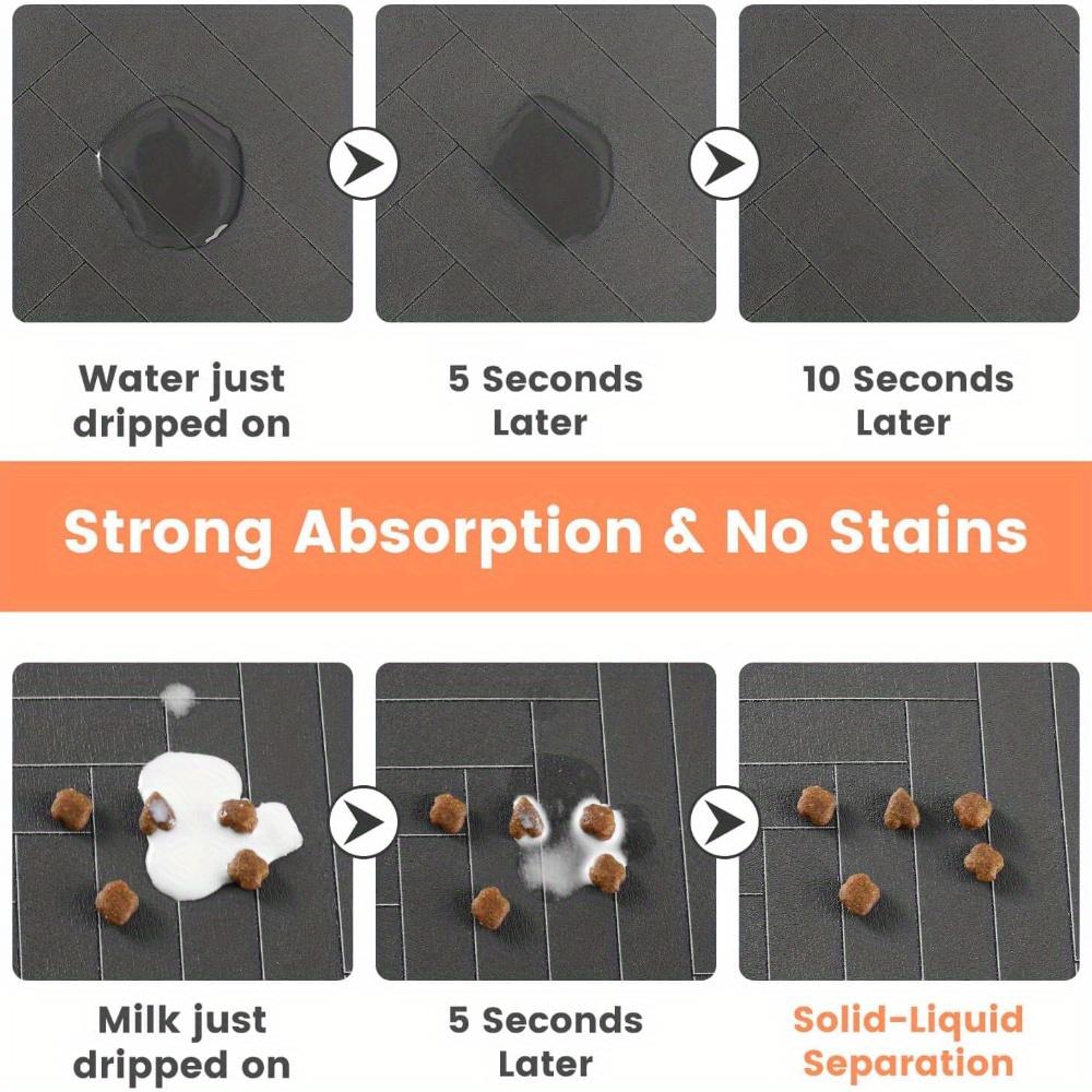 Non-Slip Cat Feeding Mat - 3 Cute Cats Design, Leak-Proof & Easy To Clean, Durable Silica Mud Pet Food Mat for Cats & Kittens, Pet Placemat
