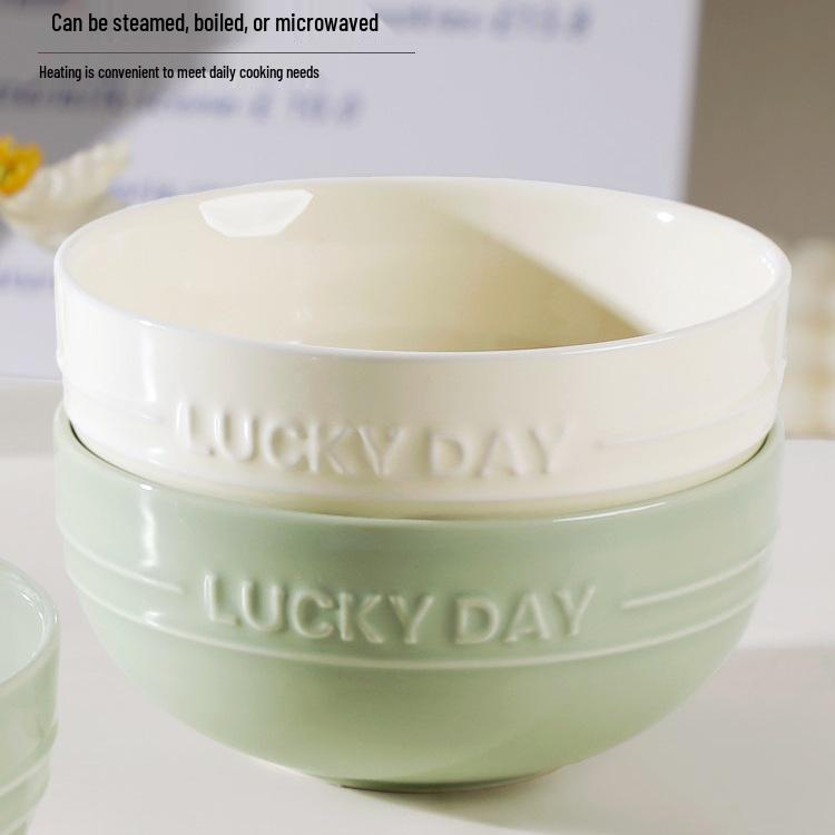 Набор из 2 больших креативных керамических мисок для лапши с рельефом, 6 дюймов - Бытовая миска для лапши быстрого приготовления, Утолщенная для долговечности