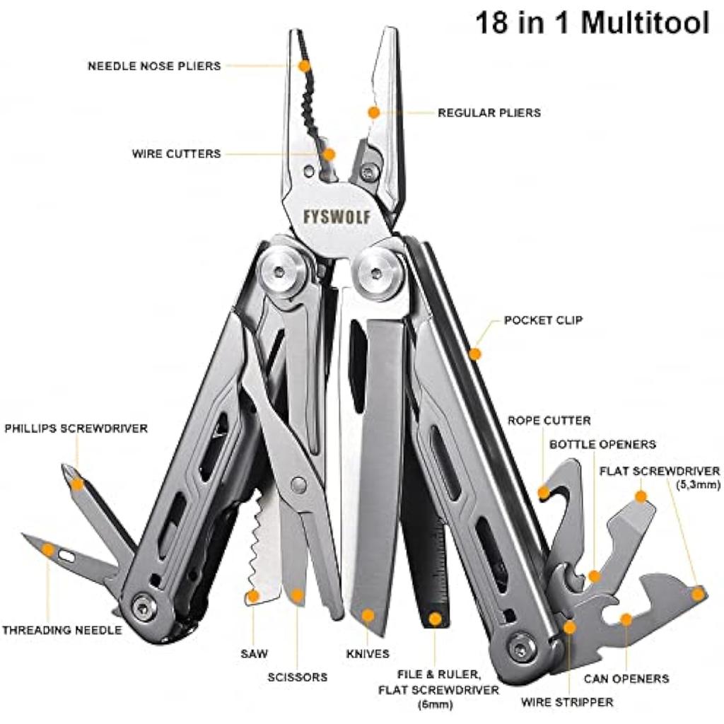 Многофункциональный инструмент 18 в 1 с предохранителем, многофункциональная сумка для инструментов из нержавеющей стали с нейлоновым чехлом, многофункциональная сумка для инструментов для выживания, походов и кемпинга