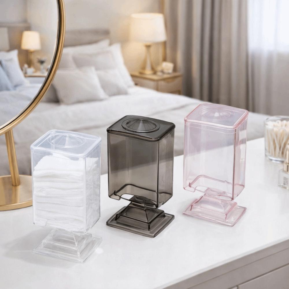 Sealed Cosmetics Cotton Pad Holder Plastic Makeup Pads Container Makeup Cotton Pad Box for Bedroom
