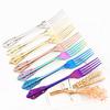 4Pcs Colorful Dinner Fork Stainless Steel Dinnerware Cake Fork Cutlery Fruit Salad Fork Dessert Fork Flatware Set