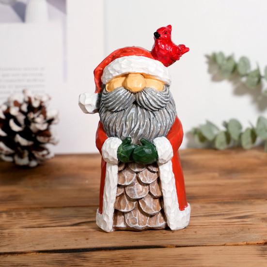 Santa Claus Snowman Resin Figurine Christmas Tabletop Decoration for Home Office Desk Festive Holiday Gift