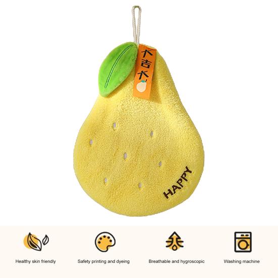 Coral Velvet Hand Towel Soft Absorbent Cartoon Fruit Design with Hanging Rope Quick Drying Household Lazy Hand Wipes Towel