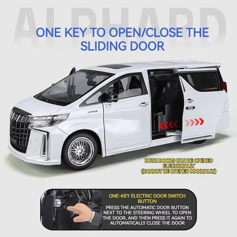 Новая модель автомобиля Toyota Alphard MPV из цинкового сплава в масштабе 1/18, литая металлическая игрушечная машинка, модель автомобиля с высокой имитацией звука и света, детские подарочные украшения