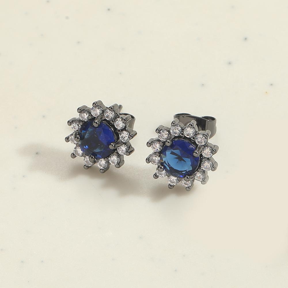 2025 New Fashion Women Simple Round Gem Inlaid Zircon Stud Earrings Hip Hop Creative Small Fashion Earrings Accessories