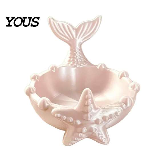 Handmade Style Trinket Dish 3D Printed Mermaid Tail Dish, Ocean Theme Jewelry Tray, Decorative Cute Room Decoration Ring Earring Holder for