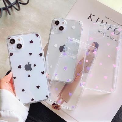 Чехол для телефона iPhone 15 14 Pro Max 13 12 11 X XR XS Прозрачный мультяшный Love Heart Мягкий TPU