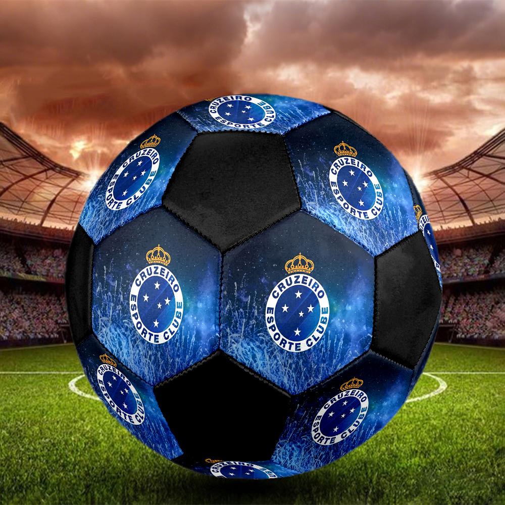 Футбольный мяч Cruzeiro Esporte Clube, разноцветный, подходит для всех возрастов, сшит машинным швом, материал ПВХ, соревновательного качества, прочный и с высоким отскоком
