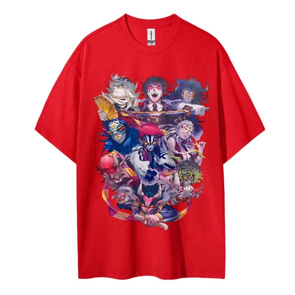 Hot Sale Anime Peripherals Demon Slayer Manga Graphic Print Short-sleeved Men Women Cotton Comfortable Soft  Loose Casual Oversized Top Summer New Tee