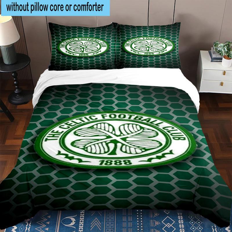 3pcs Celtic Football Club Crest Printed Bedding Set Duvet Cover Closure Includes 1 Duvet Cover & 2 Pillowcases Bedding Sets Home Decor Gifts