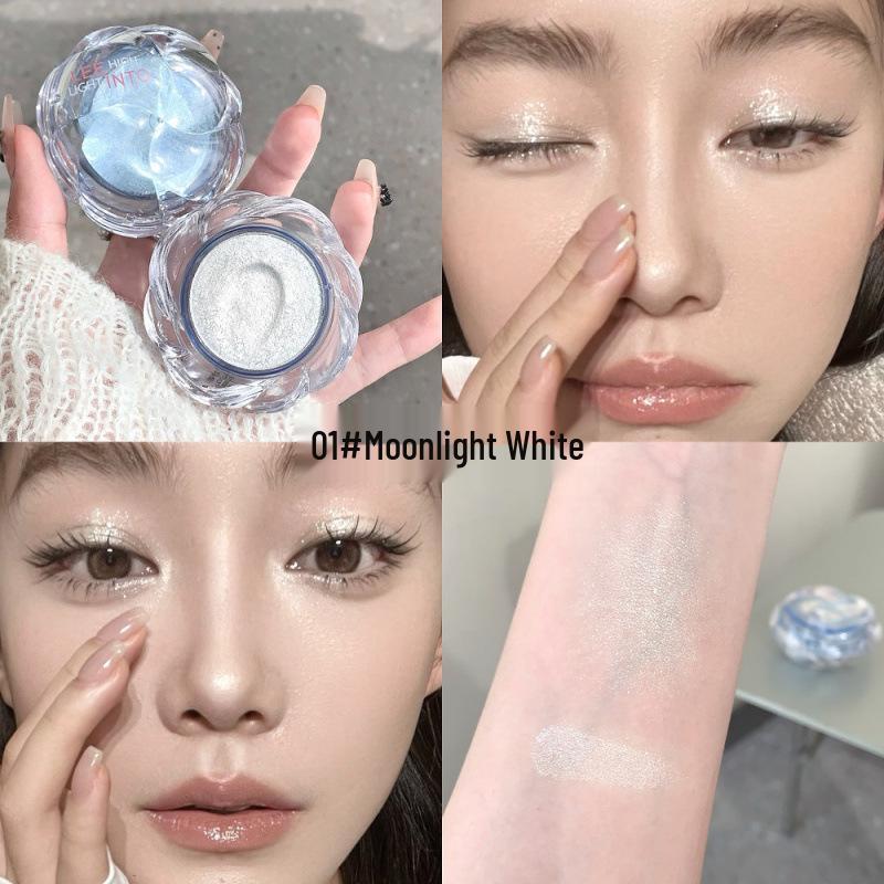 LEEINTO Сияющий Хайлайтер и Румяна 'Цветок Мечты' с Мелким Глитерром - Осветляющая Пудра для Глаз и Щечек