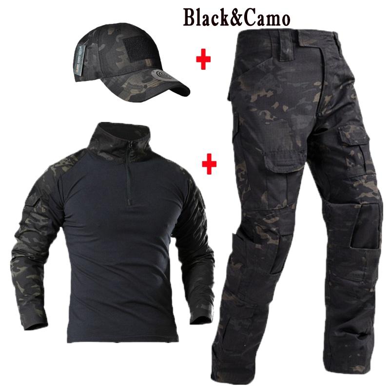 Камуфляжная униформа, костюм для мужчин, рубашка армии США + брюки-карго с шляпой