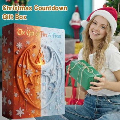 Драконий Адвент-календарь 2025 Коробка для отсчета 24 дней с акриловыми украшениями Многофункциональное украшение в викингском стиле