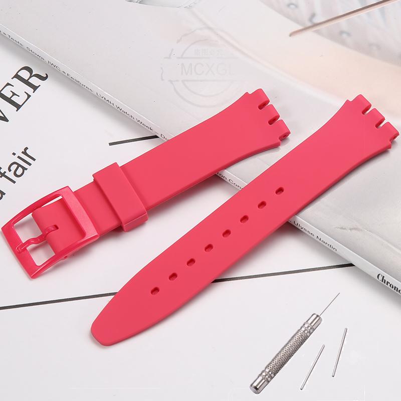 Силиконовый Ремешок Для Часов Swatch 17мм 19мм 20мм Пряжка-Штырек Водонепроницаемый Браслет Наручный Аксессуары Для Часов