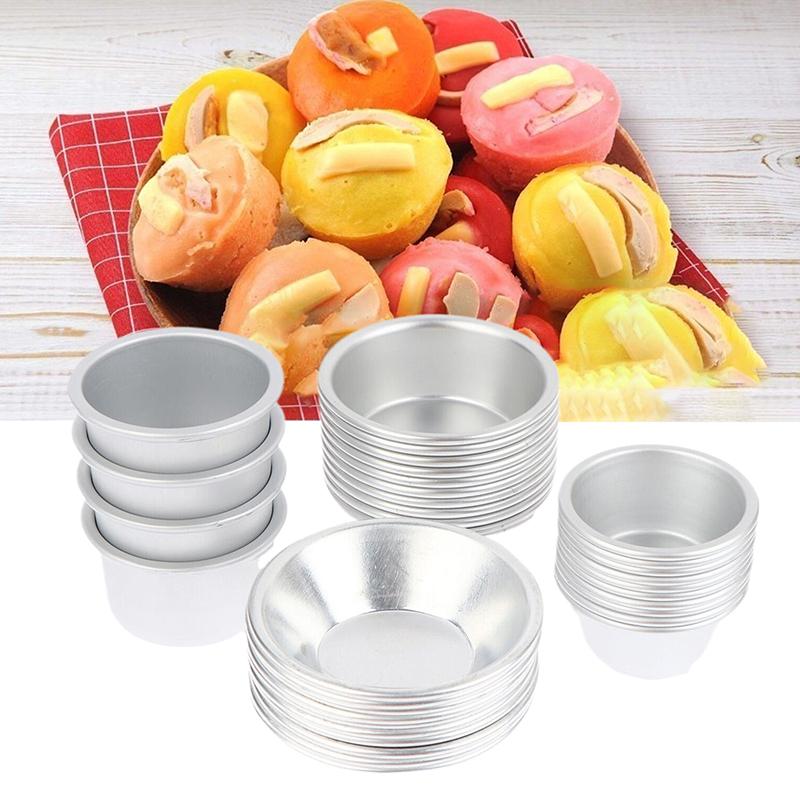 10Pcs Puto Cake Mold Aluminum Alloy Egg Tart Cup Cupcake Kitchen Baking Mold Mini Round Baking Oven Pan Pastry Dessert Mould