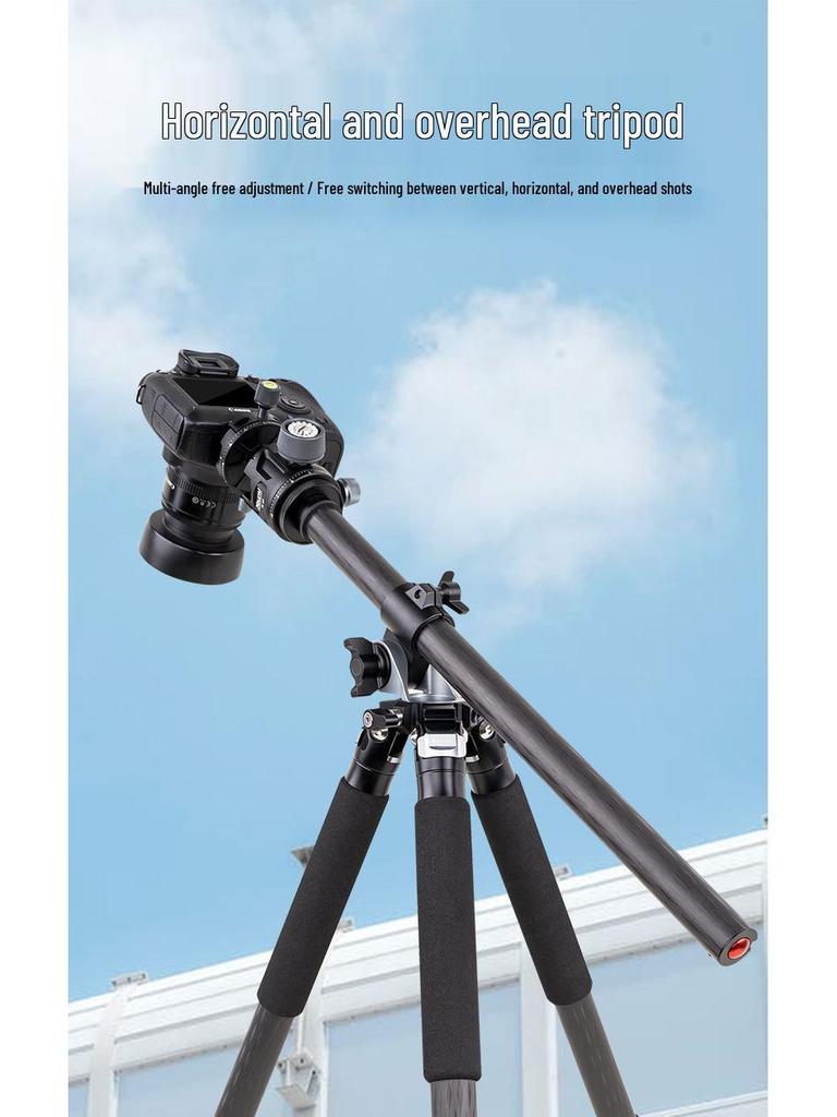 Carbon Fiber Dual-Camera Gimbal Tripod with Monopod & Horizontal Crane Arm for Panorama and DSLR Photography