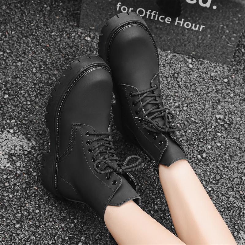 Martin boots couple high-top side zipper thick-soled British style long-tube locomotive carbon black Mickey boots 3303-T