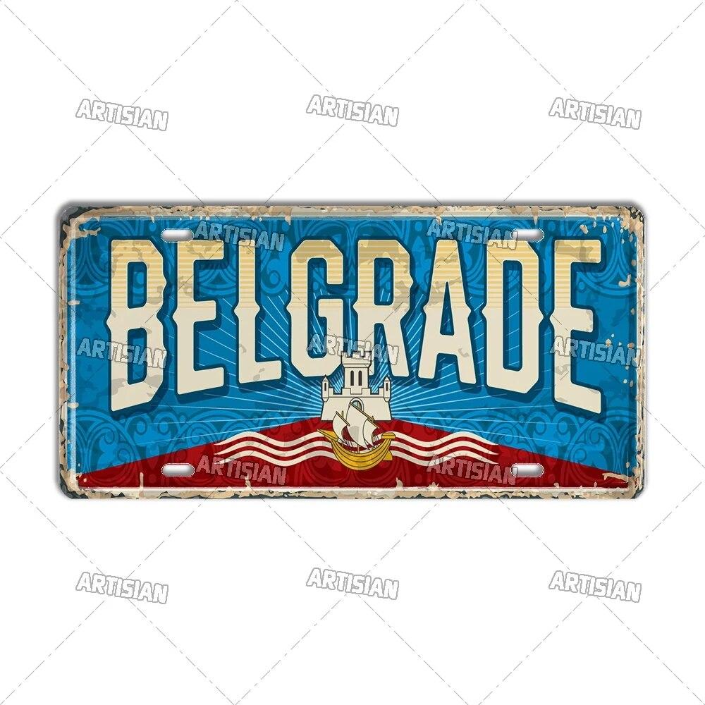 Artisian CZECH MINSK MOSCOW Ctiy Russia Travel Metal Sign Landmark Tin Plaque License Plate Car Plate Wall Decor Garage Bar
