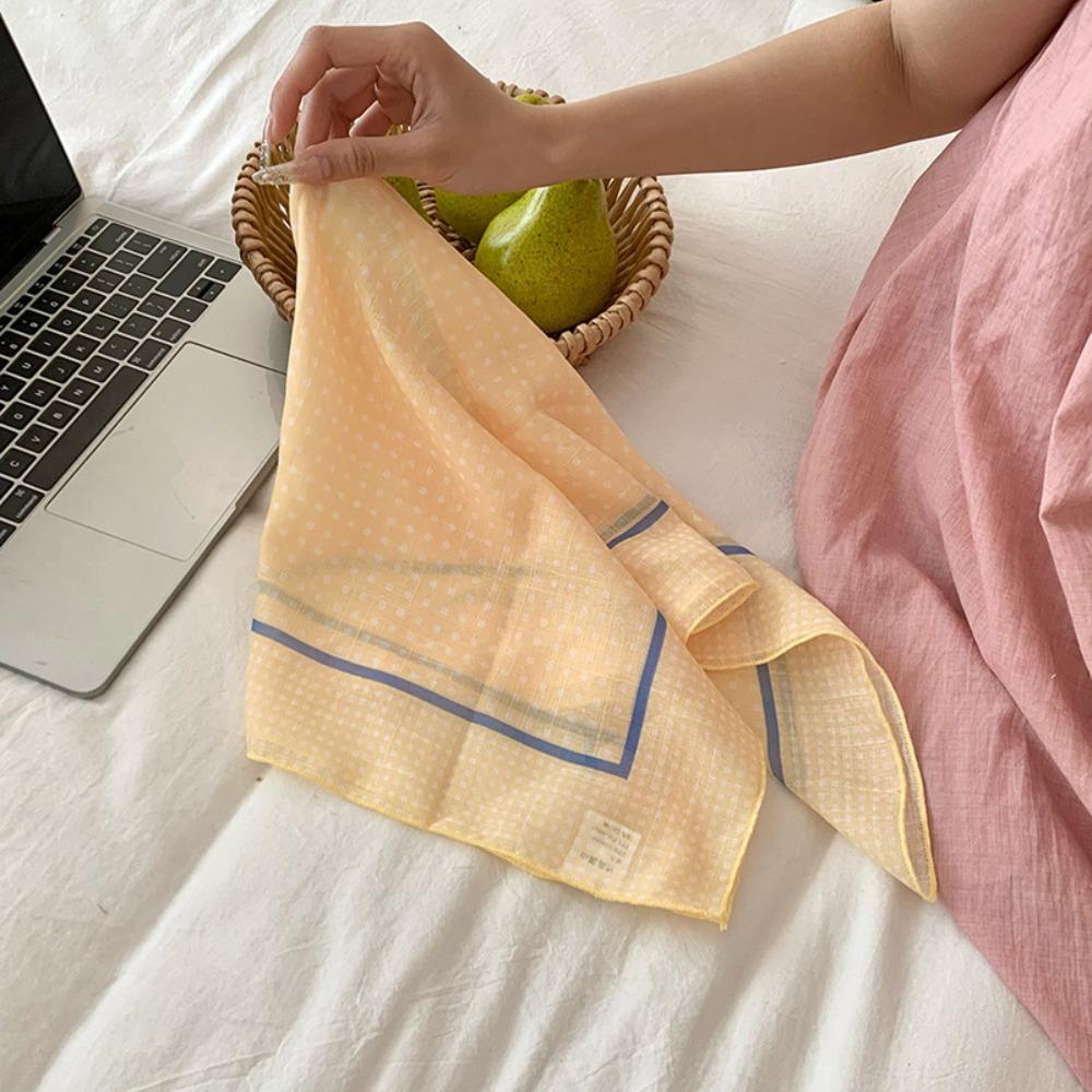 Sunscreen Small Square Scarf Neckerchief Headscarf Sweet Printed Silk Scarf  Girl