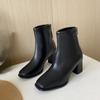 Мода 2024 Весна и осень Сезон Новая мода Квадратный Голова Застежка-молния Внешняя Одежда Женские Модные Ботинки Одиночные Ботинки Женские