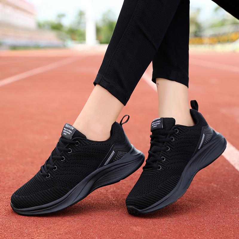 Women's Summer 2024 Fashion Sports Shoes Comfortable Lace Up Casual Thick Sole Mesh Running Shoes Zapatillas De Deporte