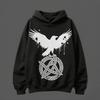 Мужская толстовка в готическом стиле с принтом орла, с длинным рукавом, повседневная, с капюшоном, модная уличная одежда, мото