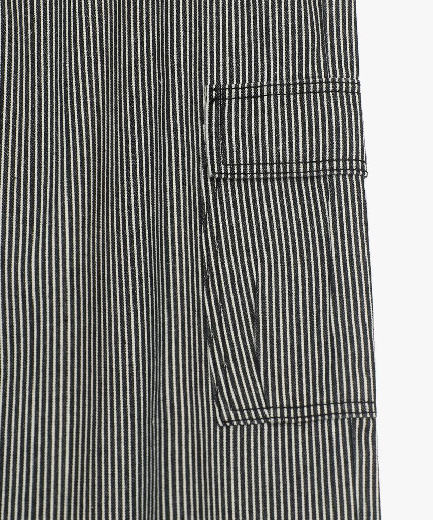 LOSSYROW Stripe Washed Cargo Denim Pants Black