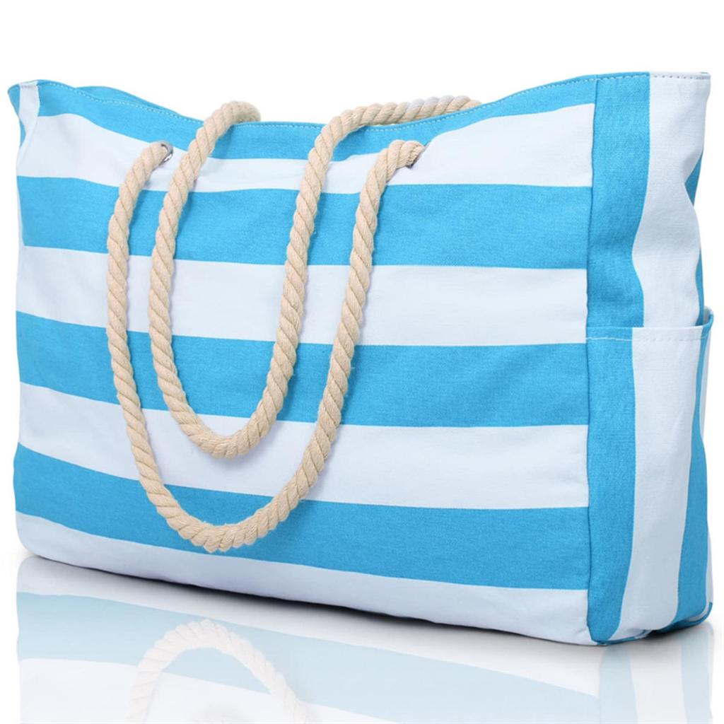 Women's Handbag Large Capacity Stripes Tote Pouch for Women Foldable Beach Bag Waterproof and Sand Resistant Travel Bag