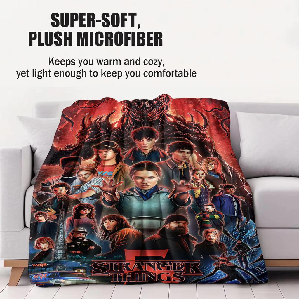S-Stranger T-Things Theme Portable Lightweight Sofa Blanket TV Series Design Soft Comfortable For Home Use