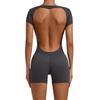 European & American Backless Peach Hip Tight Yoga One-Piece - Short Sleeve for Dance, Fitness & Sports