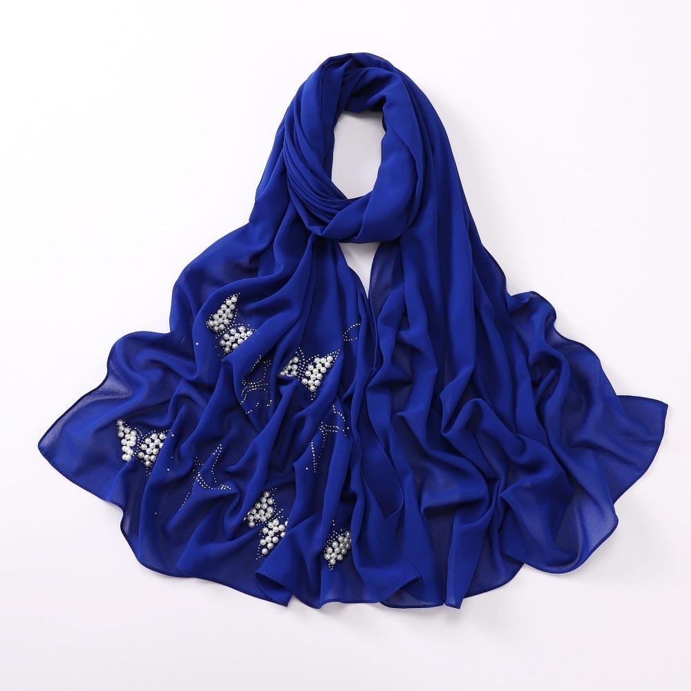 Malaysia Scarf Pearl Silk Headscarf Islamic Clothing Turbans Satin Hijab  For Women