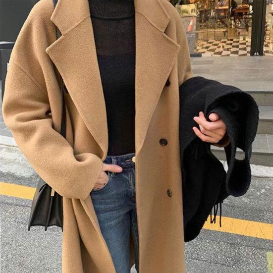 Зимнее пальто с отложным воротником, морозостойкое, средней длины, удобное в носке шерстяное пальто, женская одежда