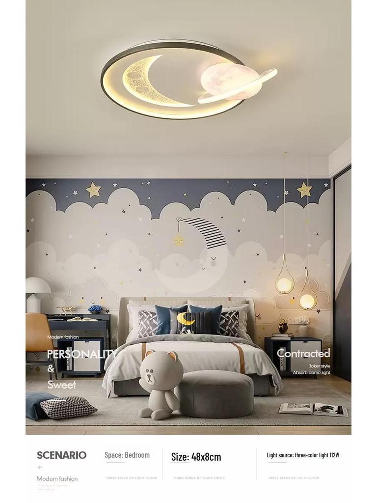 Современный Минималистичный Скандинавский Потолочный Светильник - Полноспектральный Дизайн Луны и Звездного Неба для Главной и Детской Спален