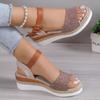 Women Sandals Summer Fashion Braided Casual Buckle Strap Platform Wedge Sandals Women Lightweight Non Slip Walking Shoes Women