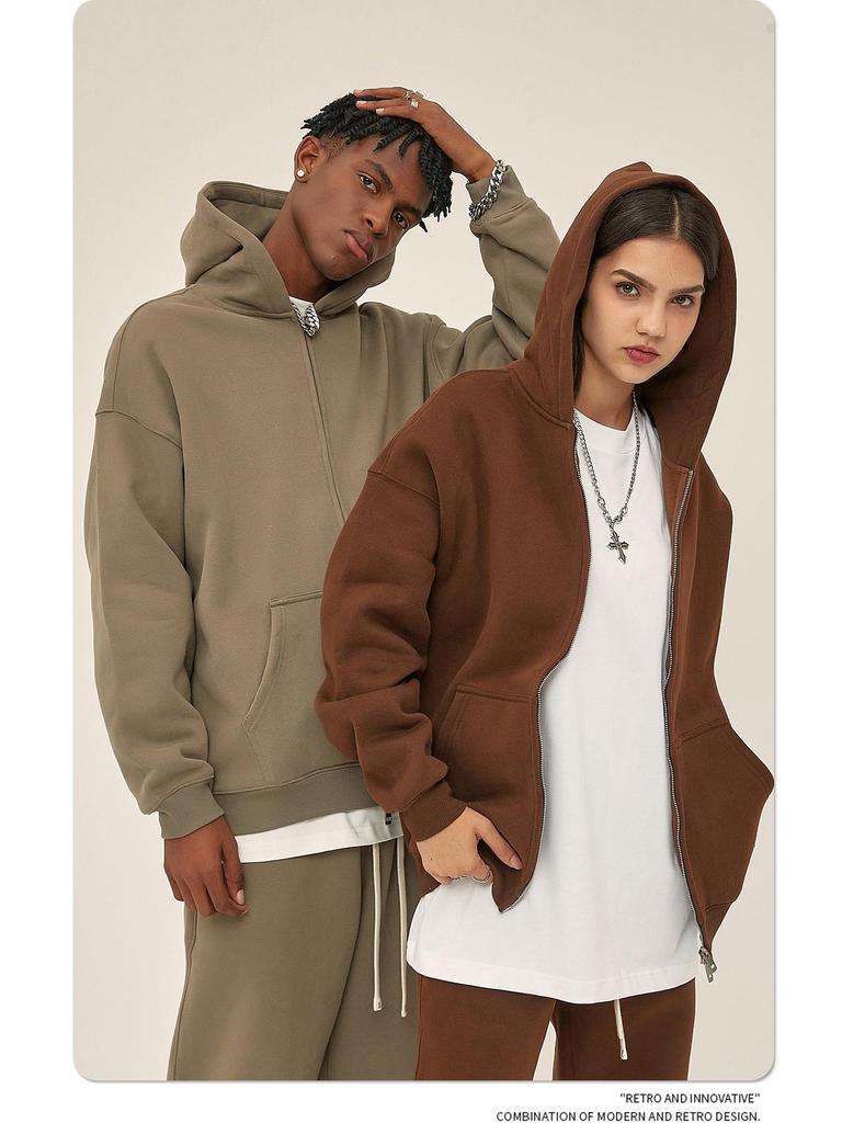 ARTIE Men's 2024 Autumn/Winter Plus Velvet Thickened 350g American Fashion Zipper Sweater & Pants Set