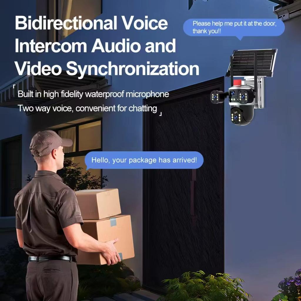 LS VISION V380PRO 4G Multi-Lens 3 Screen 12MP HD PIR Human Detection Outdoor Waterproof Ptz Cctv Ip Wifi Security 4g Sim Card Solar Panel Camera