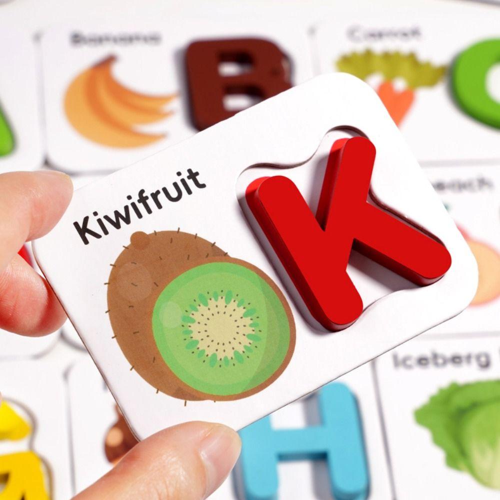 Wooden Letter Puzzle Toys Educational Cognitive Memory Game Kids Preschool