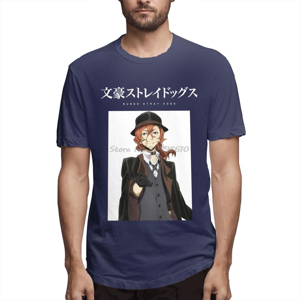 Чуя Накахара Bungou Stray Dogs Аниме Футболка Большого размера Хлопковая Футболка с коротким рукавом Мужская Хлопковые Футболки Уличная одежда Харадзюку