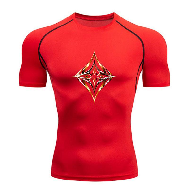 Men's Compression Athletic T-shirt Gold Glitter Star Pattern